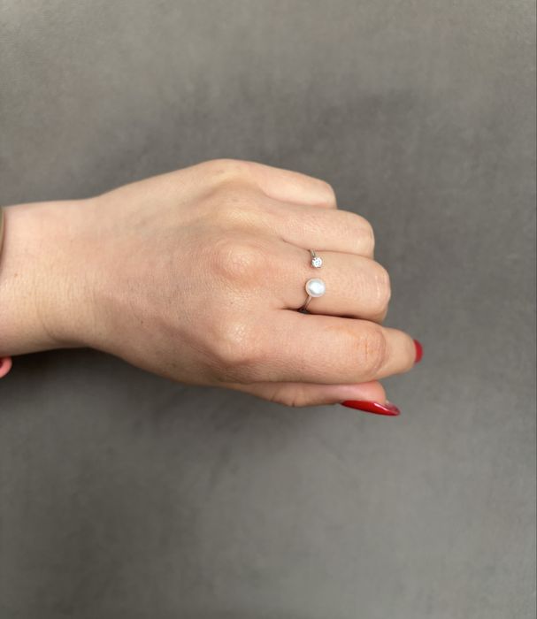 Inel ajustabil cu perla naturala - nou - ajustabil - in cutie cadou