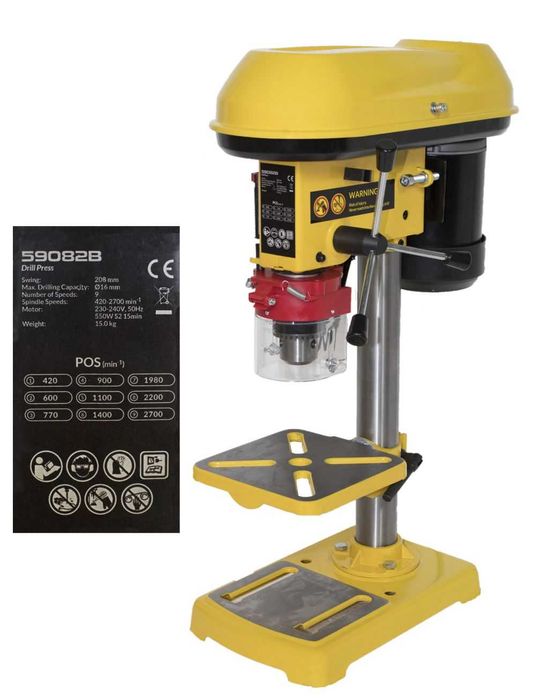 Aparat masina de gaurit 9 viteze bormasina fixa 550W 16mm banc coloana