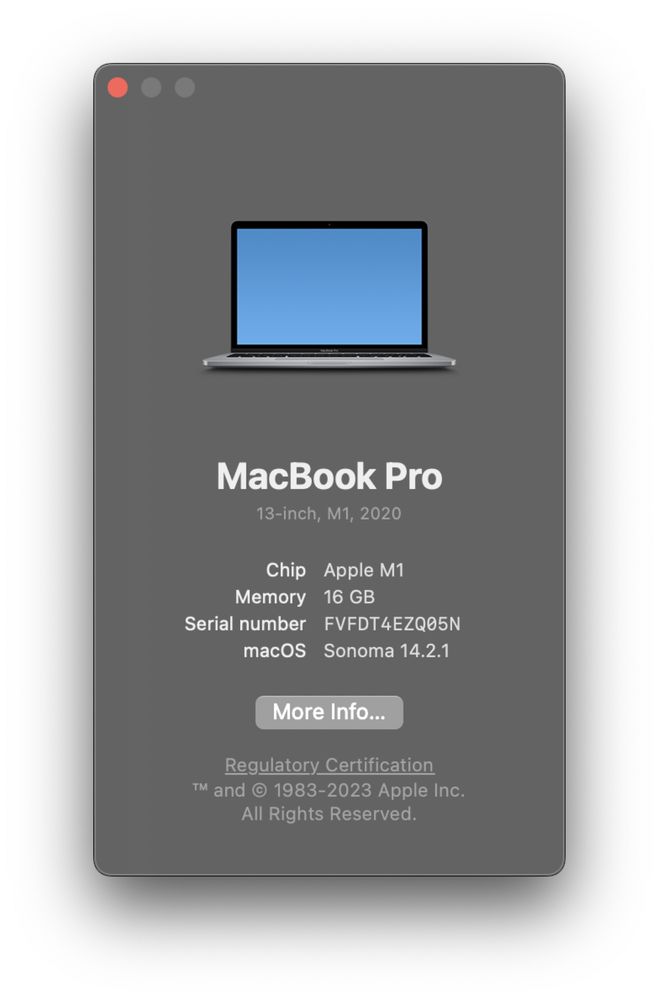 MacBook Pro 2020 13" M1 16GB RAM 256GB full box
