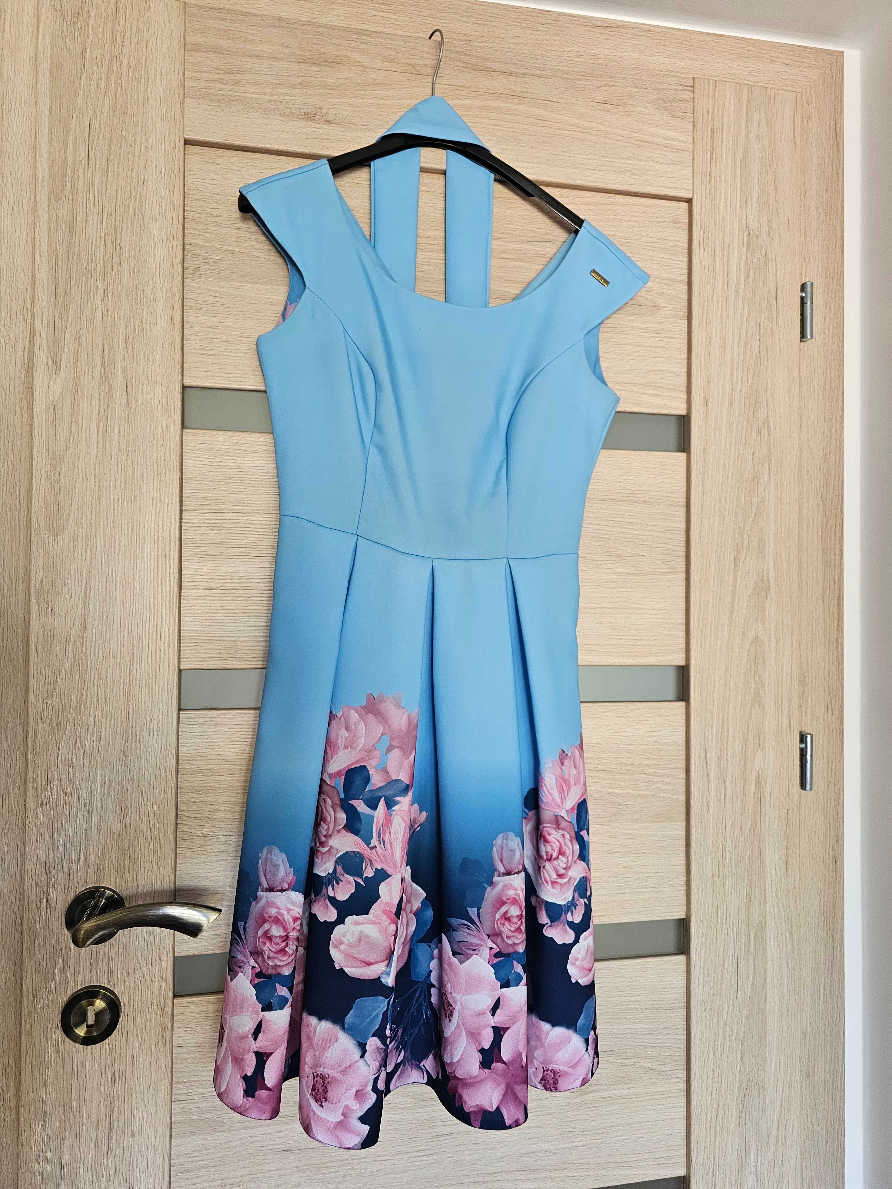 Rochie midi albastra cu flori