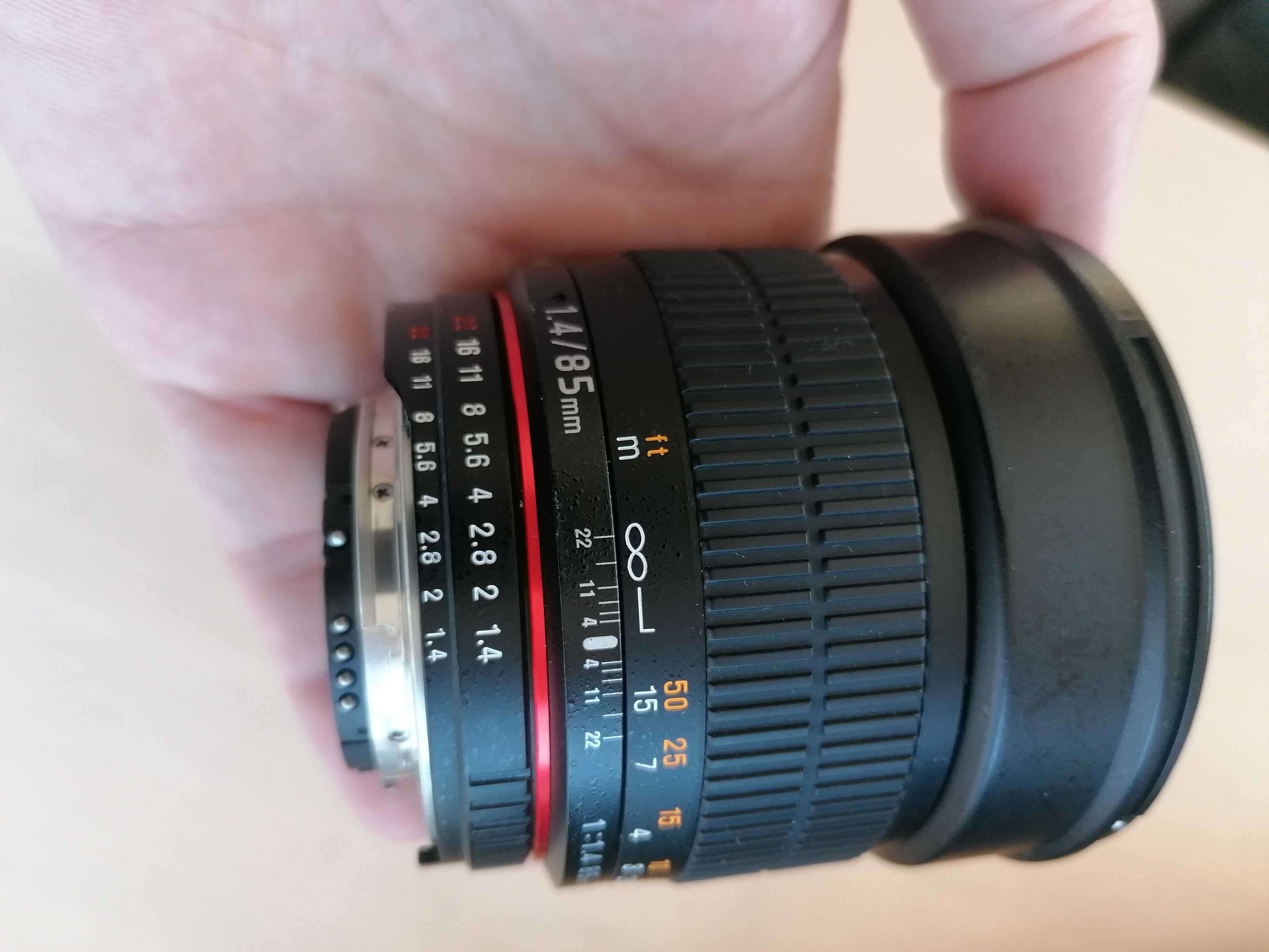 Rokinon (Samyang) 85mm f1.4 ръчно-фокусен твърд обектив за Nikon F