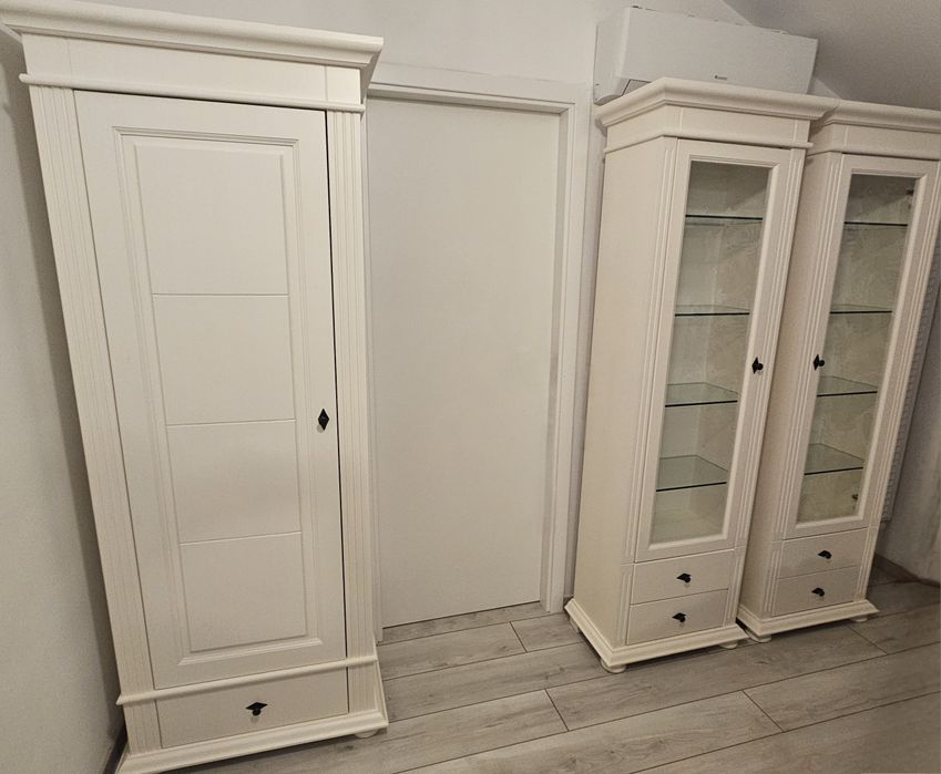 Mobila lemn masiv living culoare ivoire clasic