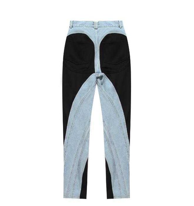 Корейски Дънки Есен 2025 Висока Талия Пачуърк Вталени Разтегаеми Модел