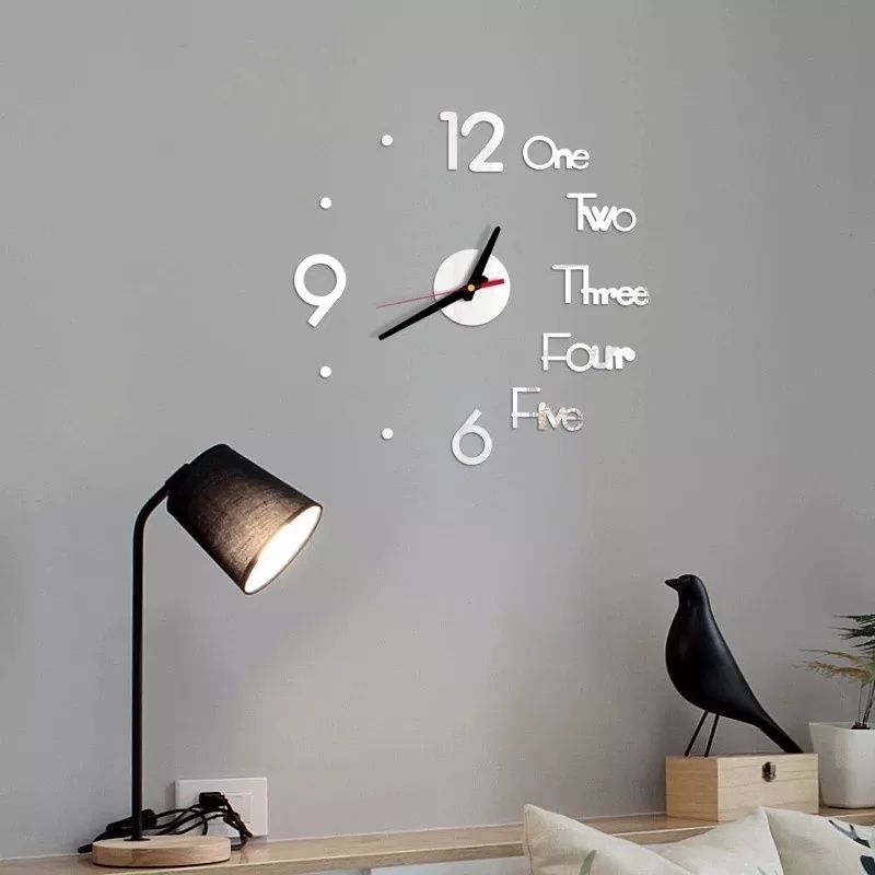 Безшумен 3Д Огледален дигитален часовник за стена, декор за офиса дома