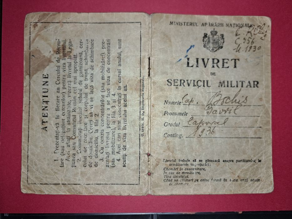 Livret de serviciu militar - Rgt.83 Infanterie