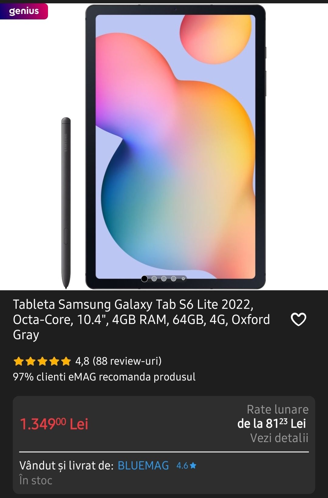 Tableta Samsung Galaxy Tab S6 Lite