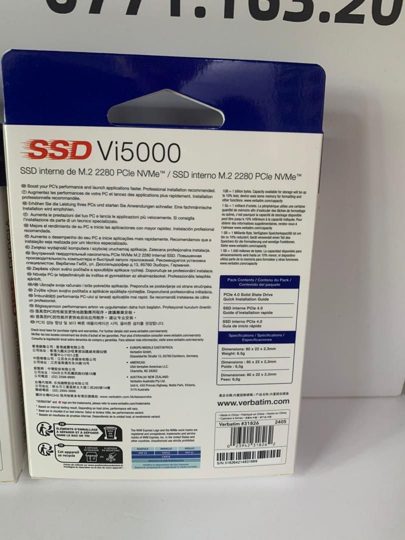 SSD Verbatim Vi5000 M.2 SSD 1TB PCIe4 NVMe 31826 Sigilat -G-