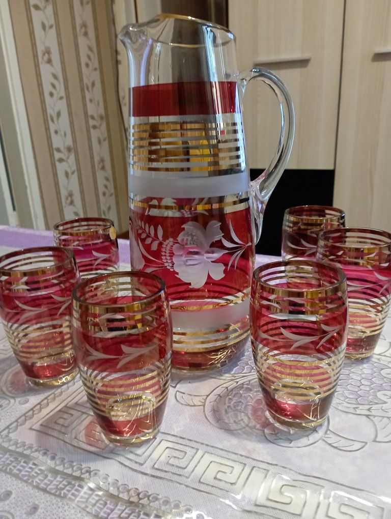 Графин и 6 стаканов Богемия