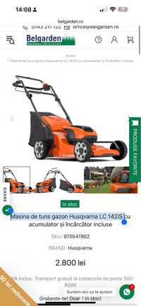 Masina de tuns gazon Husqvarna LC 142iS