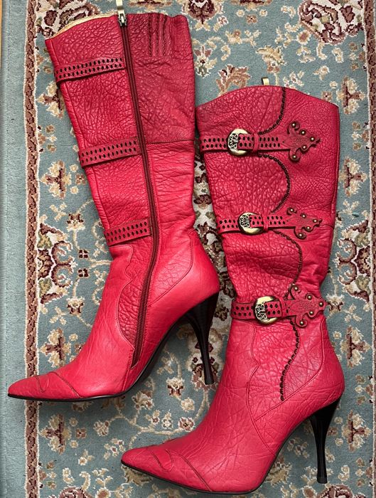 Сапоги красные женские