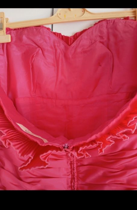 Rochie elegantă saten ciclamen mar M