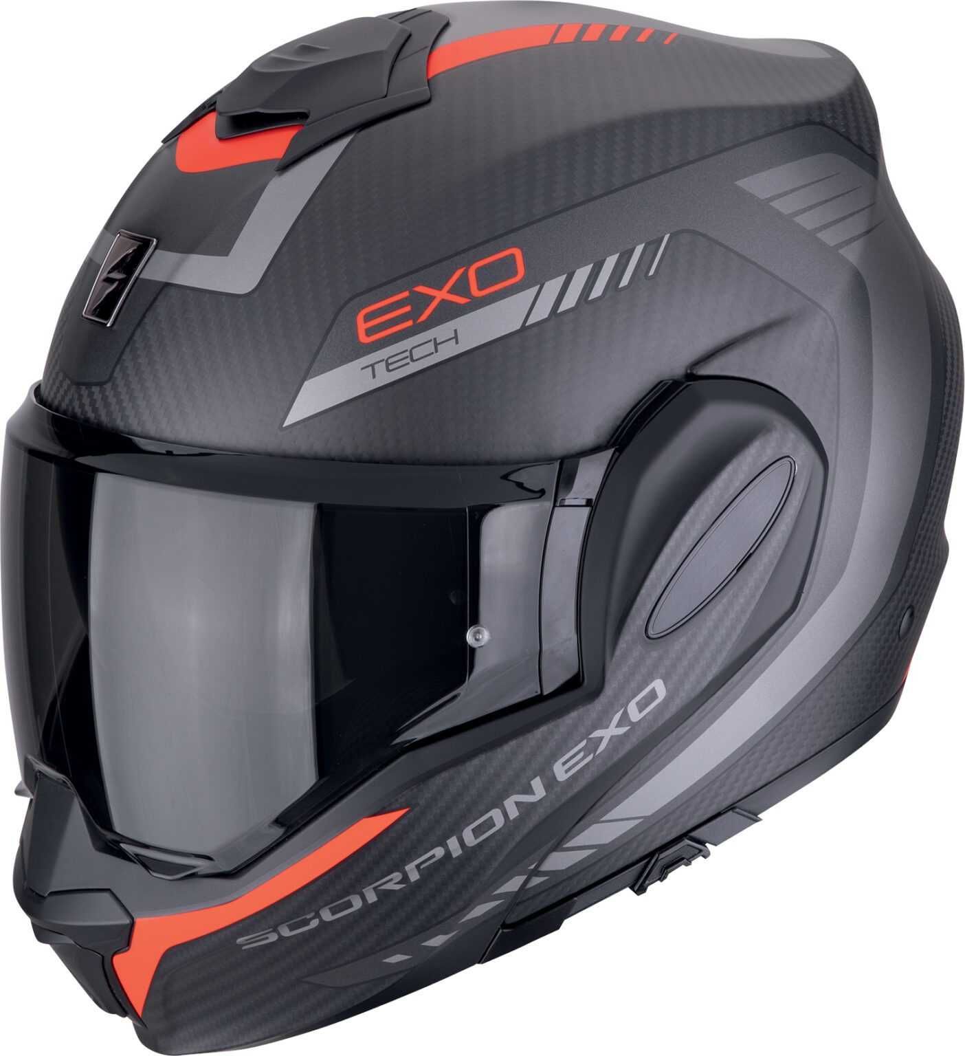 Модуларна Каска - SCORPION EXO-Tech Evo Carbon Cosy Matt Black-Red