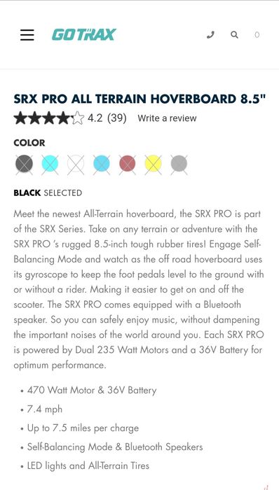 Hoverboard gotrax srx pro