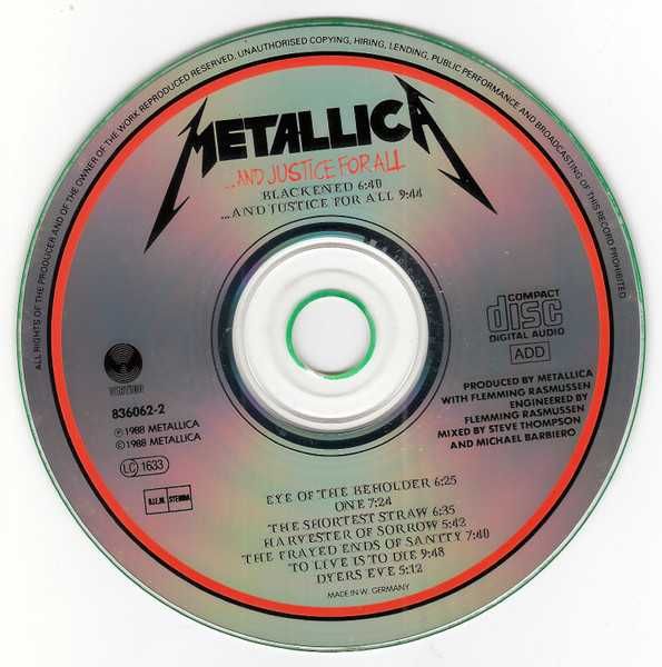 CD Metallica - ...And Justice For All 1988