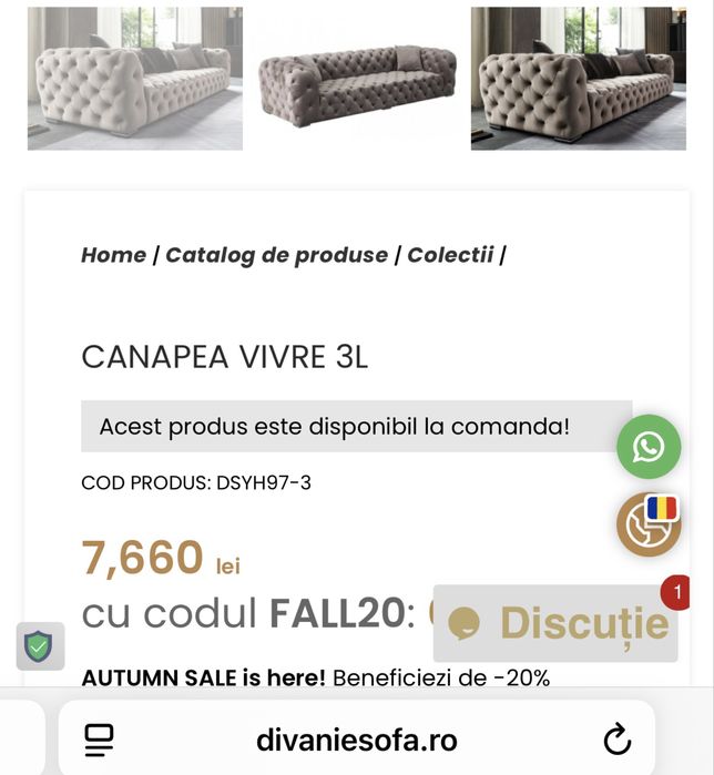 Canapea Chesterfield 3locuri/2locuri