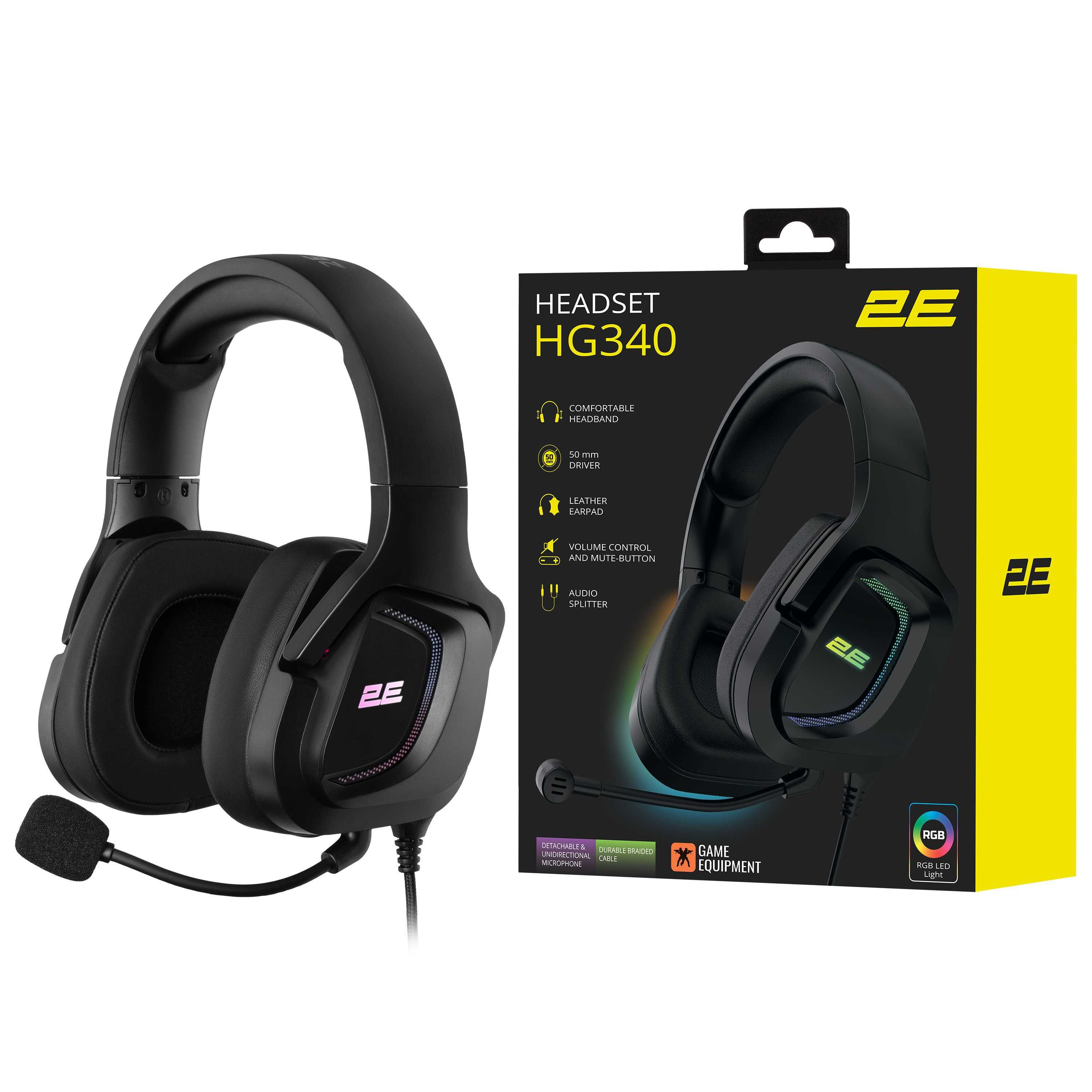 Наушники игровые, проводные 2E GAMING HG340 RGB USB 7.1