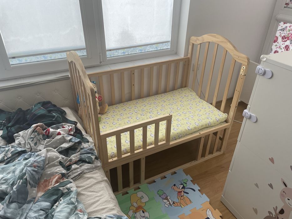 Дървено креватче, 5 в 1, за бебета и деца