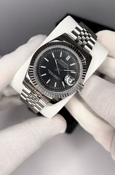 Seiko Mod Datejust Black 39mm автоматичен часовник