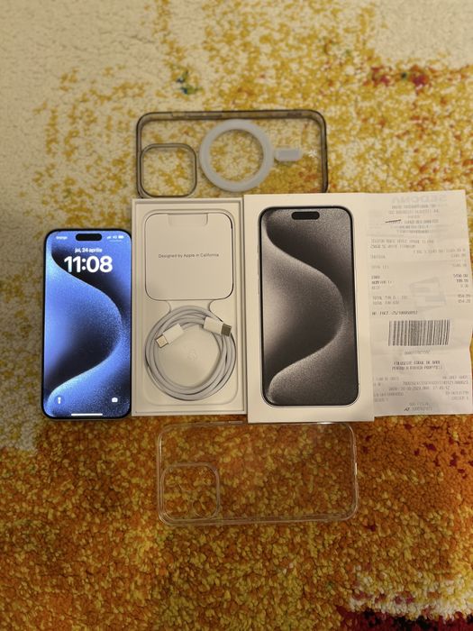 Iphone 15 pro white titanium 256gb EMAG ,GARANTIE, BON FISCAL