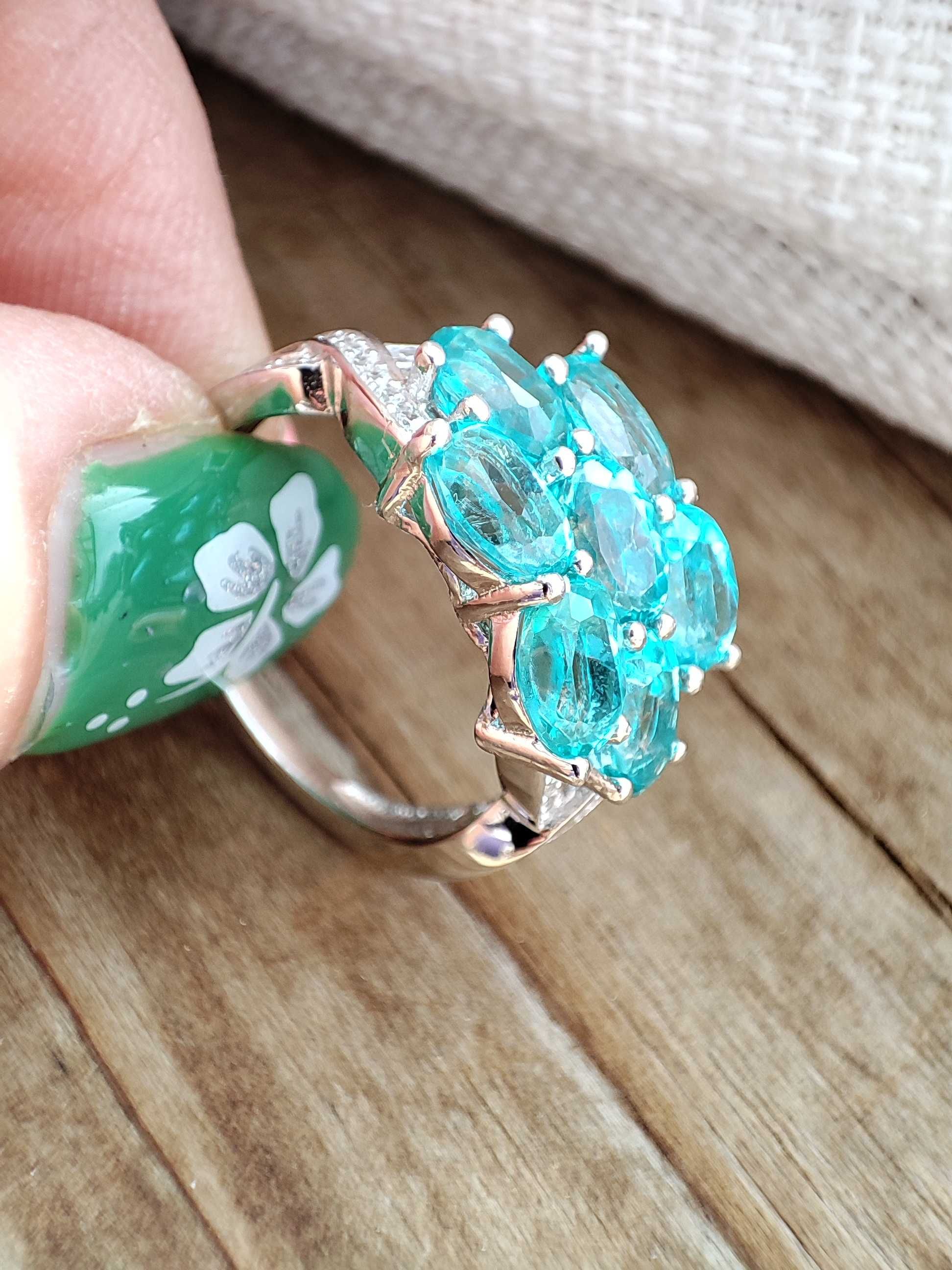 925 Inel Argint Cu Topaz Paraiba Masura 12 (50)