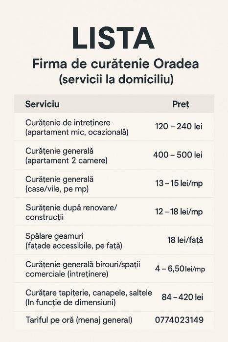 Curatenie la domiciliu Oradea