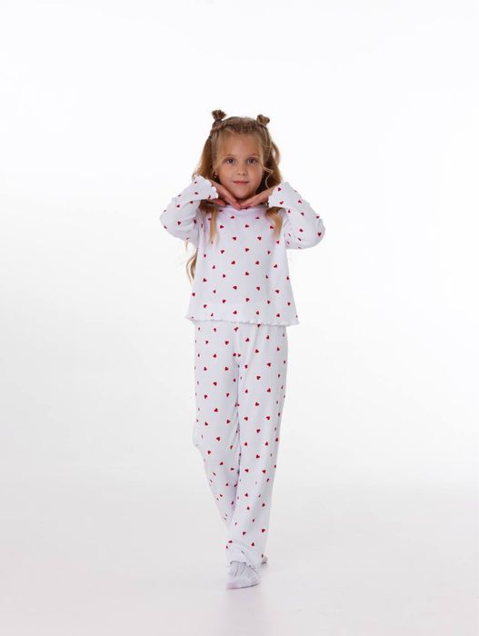 Десткая пижама с сердечками для девочек 100% хлопок