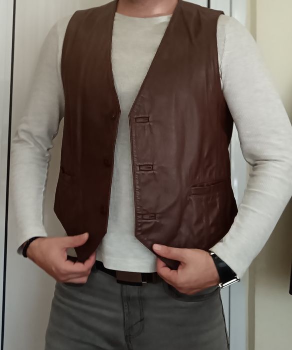 Кожен елек от естествена кожа размер L