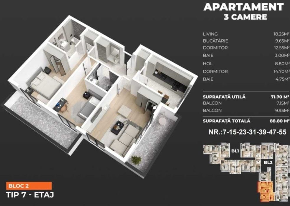 Metrou Berceni, apartament 3 camere decomandat etaj 2,finisaje premium