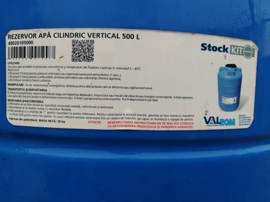 Rezervor apa Valrom 500 litri