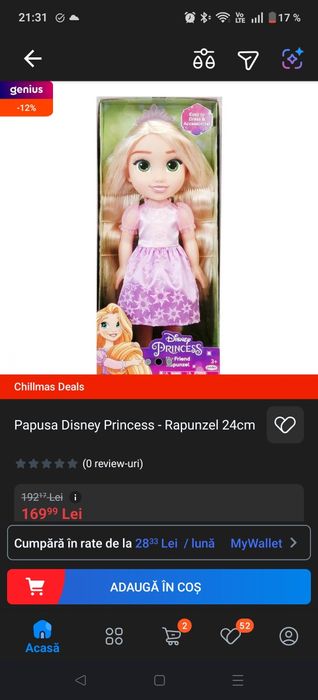 Rapunzel - păpușă Disney Princess