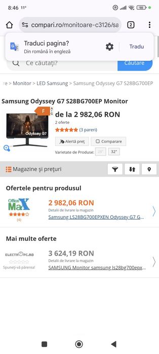 Vand monitor 4k Samsung odyssey G7