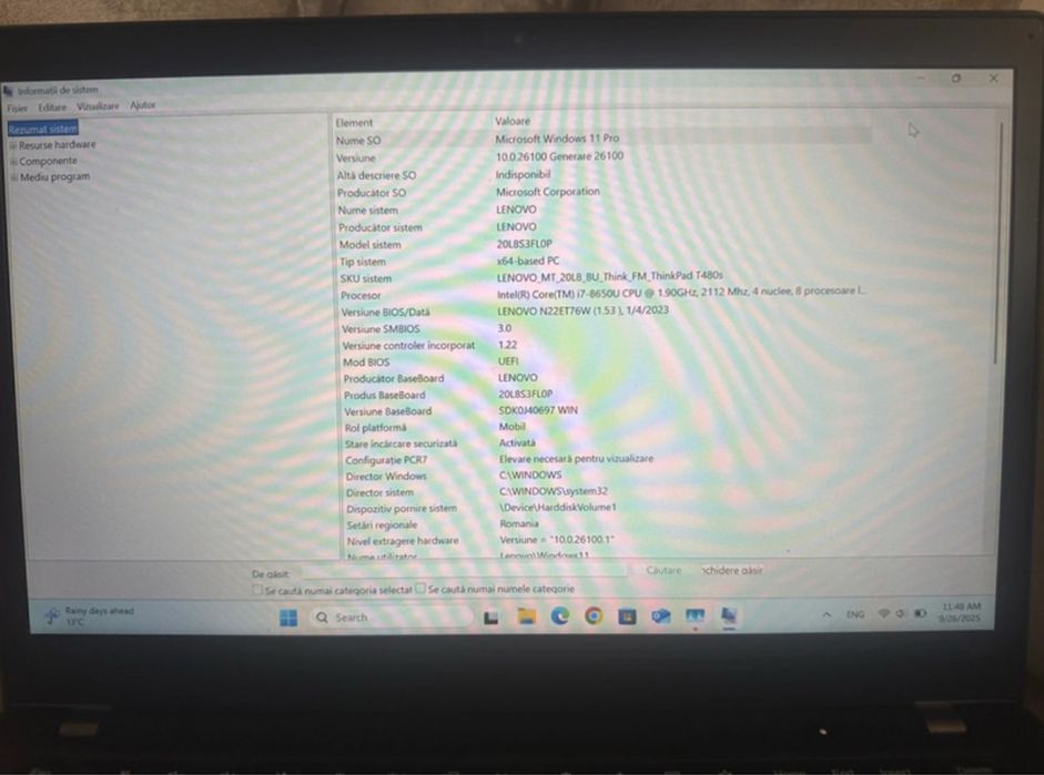 Laptop Lenovo ThinkPad T480s - i7, SSD Windows11 PRO  usor /performant