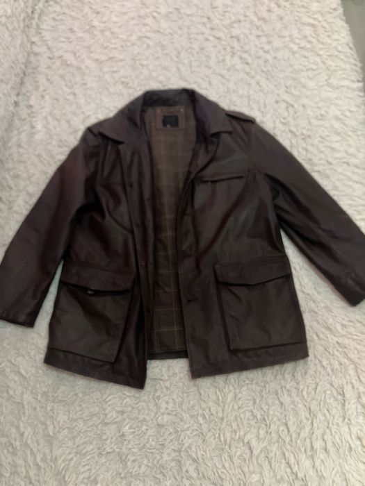 Geaca din piele naturala,maro inchis