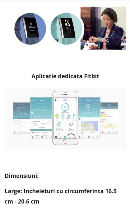 Fitbit Charge 2, Green /Silver, Sigilat