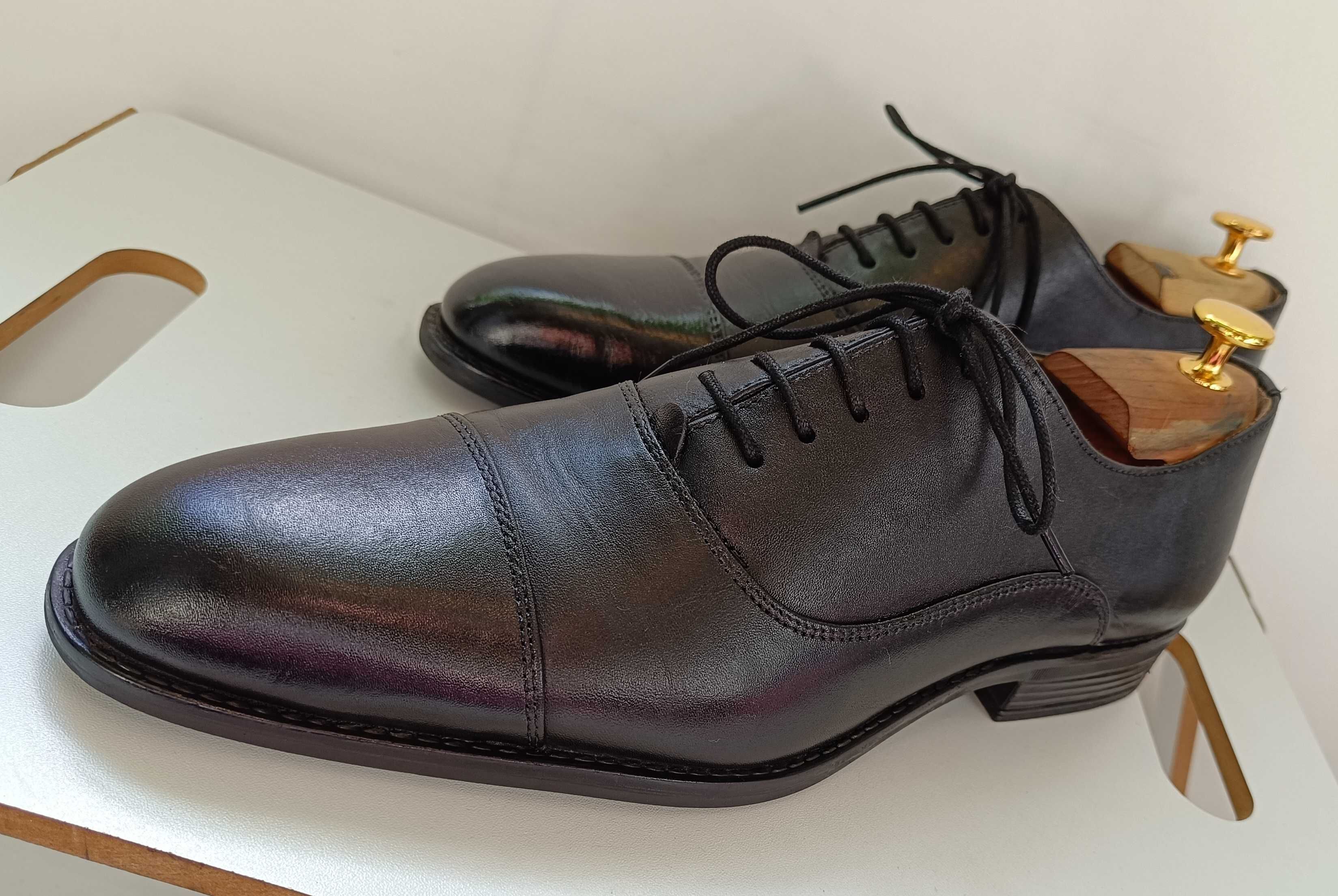 Pantofi pxfors 42 cap toe lucrati manual Lazzareli piele naturala moal