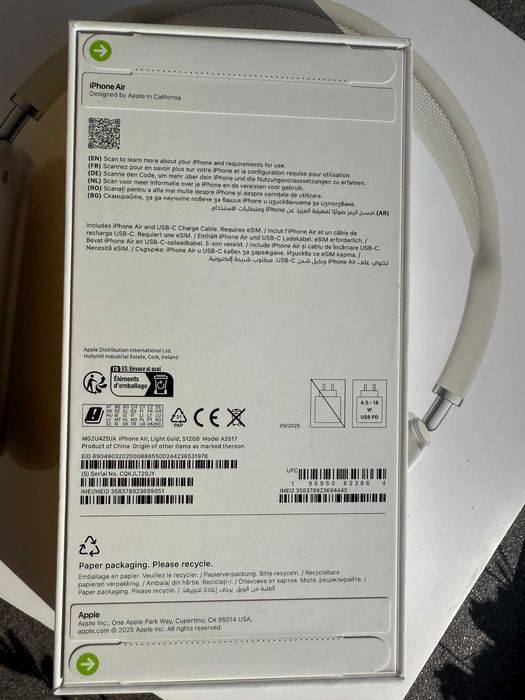 НОВ! Apple Iphone Air Gold  512 GB