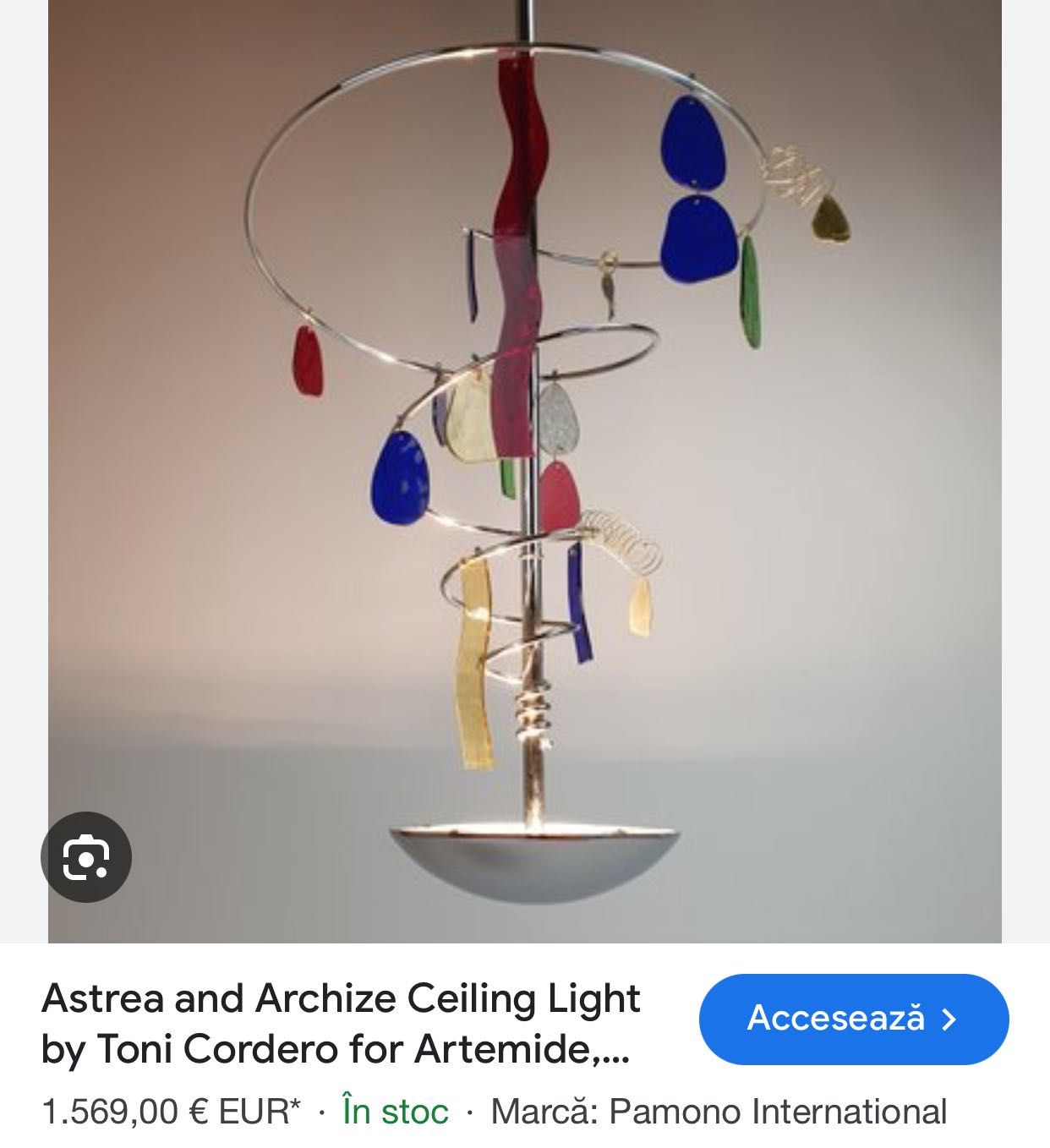 Artemide lampa, pendul, vintage