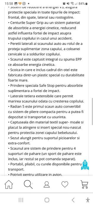 Scaun masina copii