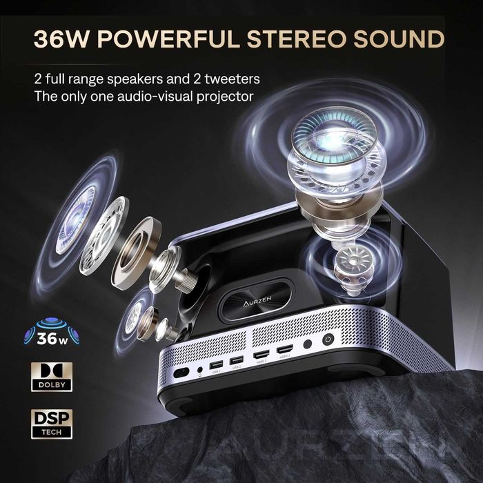 Смарт проектор AURZEN BOOM 3 (Netflix, 36W Dolby, Auto Focus)