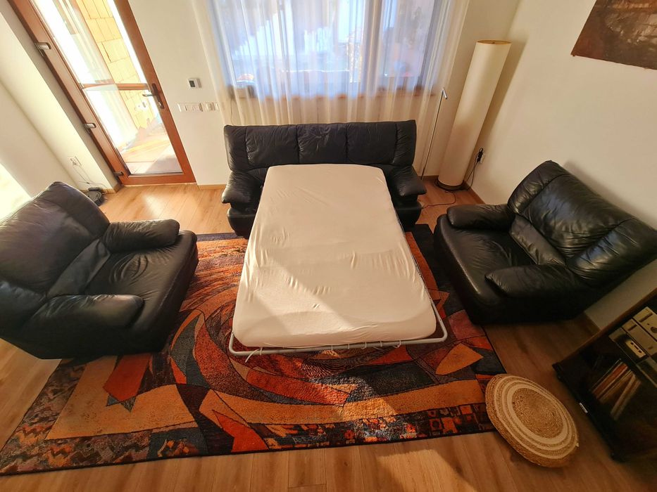Canapea extensibilă +2 fotolii (piele naturală)