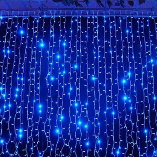 Perdea Lumini de exterior,3m x 10m, 3200 Led Albastru interconectabila