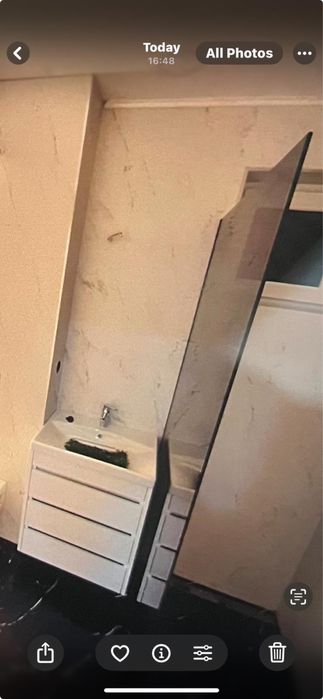 Paravan sticla securizata + chiuveta si dulap