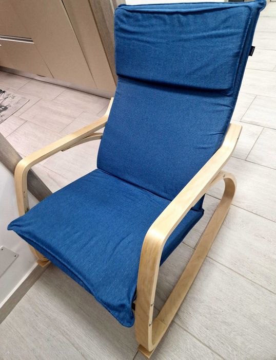 Fotoliu poang/ Balansoar Kring/ material textil, Albastru