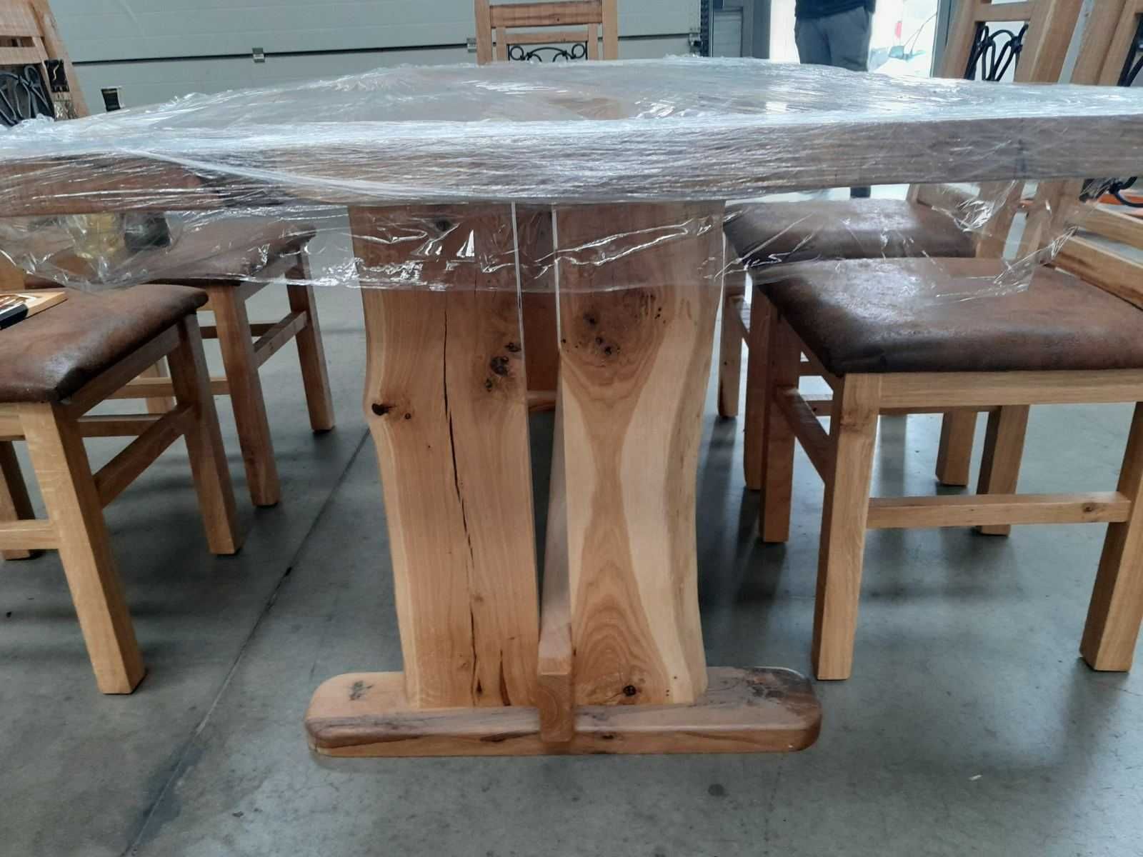 Масивна маса от дъб в комплект с 6 стола