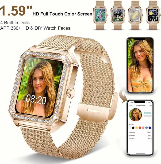 Луксозен дамски смарт часовник Montre I88 - две каишки