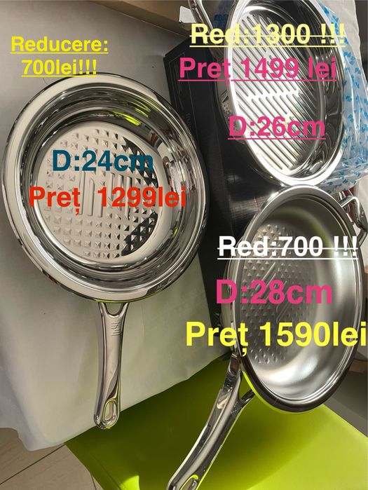 Oale, tigăi, sită fiert in  abur Zepter, - 510 lei