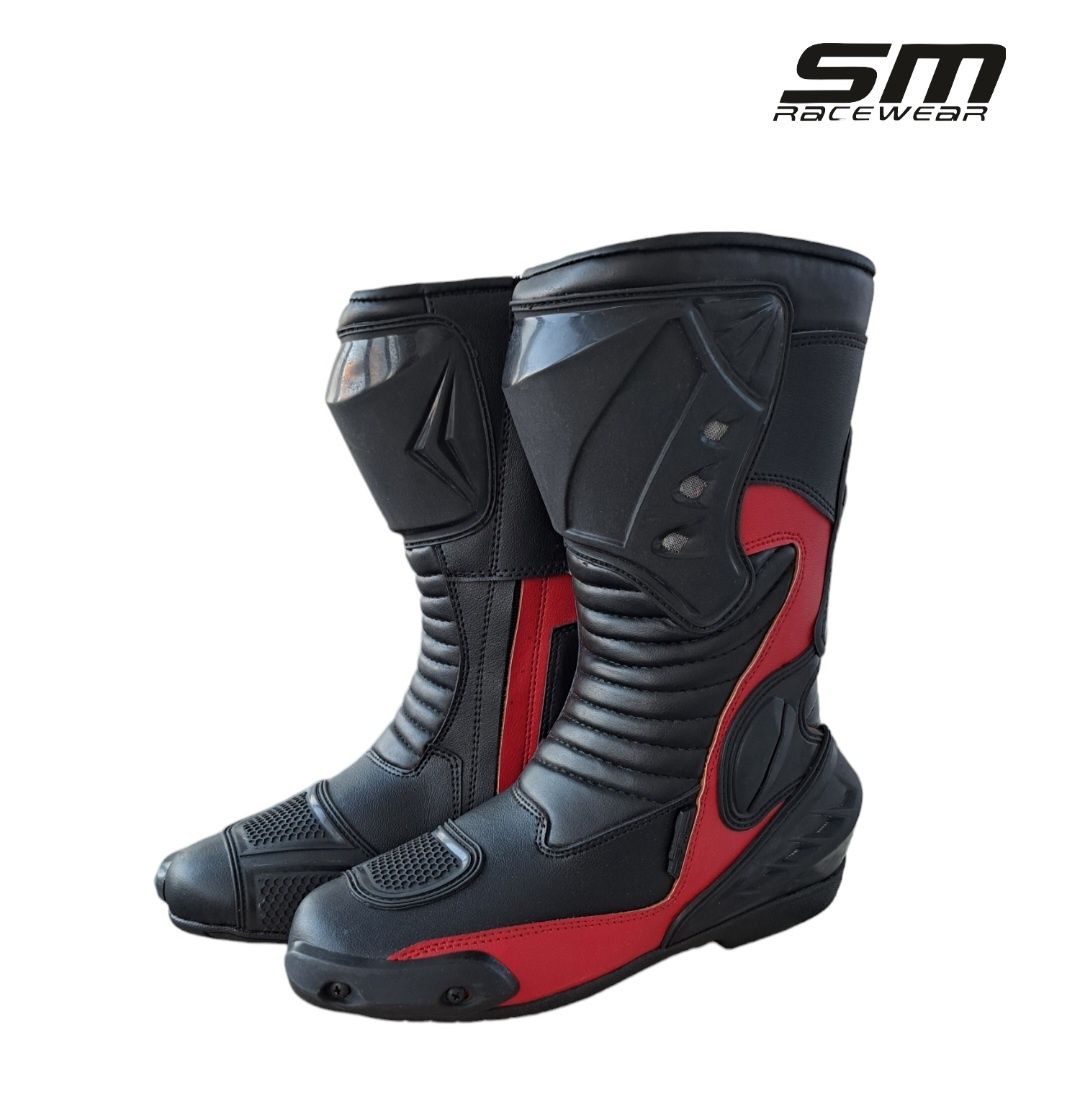 Cizme moto piele naturala SM Long Red 40, 41, 42, 43, 44, 45 Noi!