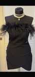 Rochie midi cu detalii din puf, S