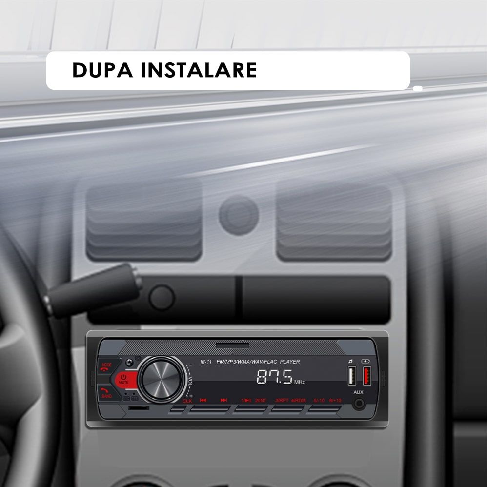 Radio Casetofon MP3 Player auto 1DIN, USB, Bluetooth 5.0