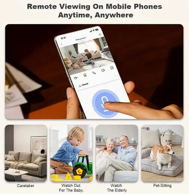 1080P HD WiFi Охранителна Камера с Нощно Виждане 360 Панорамен Изглед